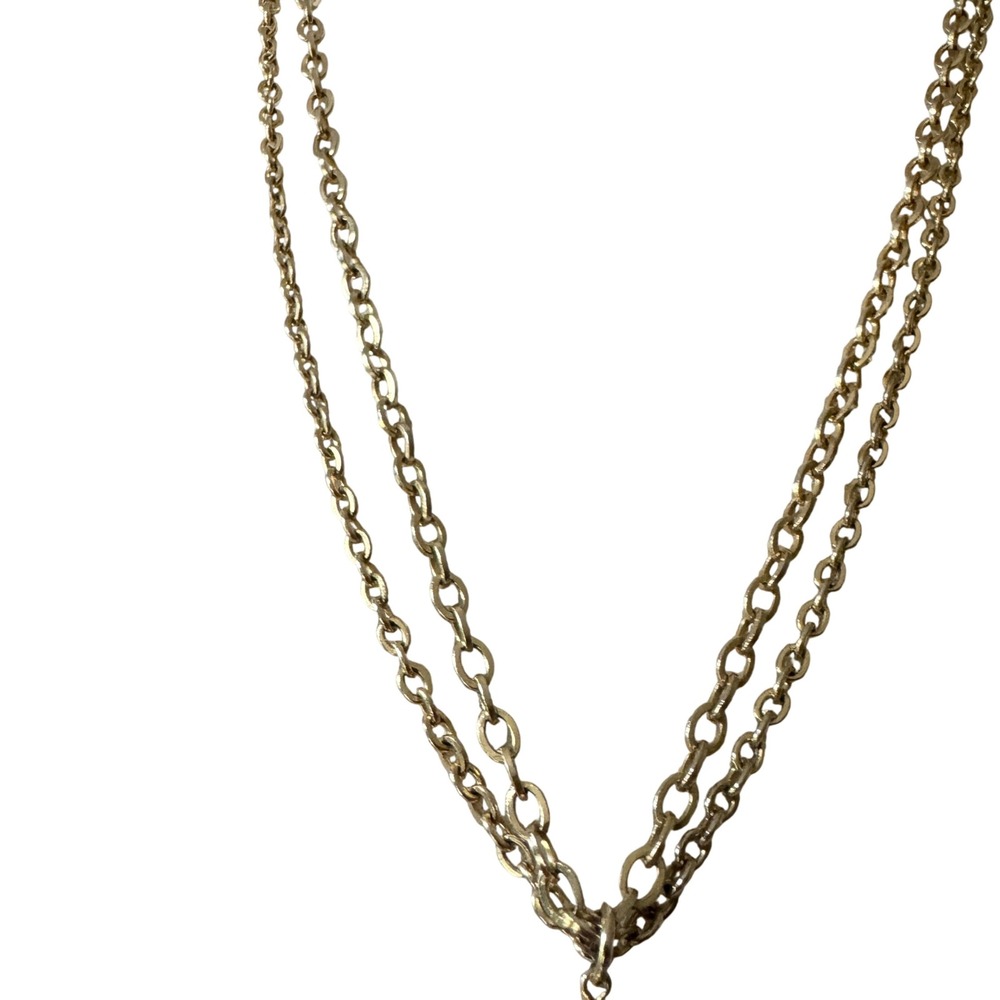 Vintage Gold Tassel Necklace Double Strand Chain Boho Festival Classic Glam - Picture 4 of 10
